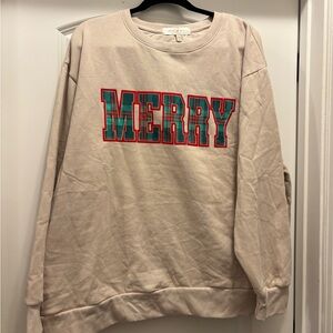 State of Mind Beige 'Merry' Crewneck Sweater